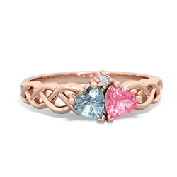 Aquamarine Heart To Heart Braid 14K Rose Gold ring R5870