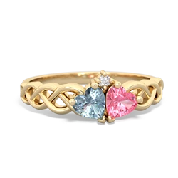 Aquamarine Heart To Heart Braid 14K Yellow Gold ring R5870