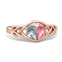 Aquamarine Celtic Love Knot 14K Rose Gold ring R5420