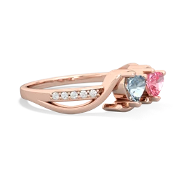 Aquamarine Side By Side 14K Rose Gold ring R3090