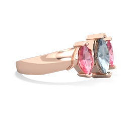 Aquamarine Three Peeks 14K Rose Gold ring R2433