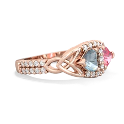 Aquamarine Sparkling Celtic Knot 14K Rose Gold ring R2645