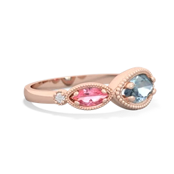 Aquamarine Milgrain Marquise 14K Rose Gold ring R5700