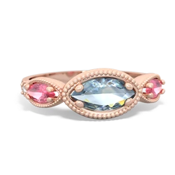 Aquamarine Milgrain Marquise 14K Rose Gold ring R5700