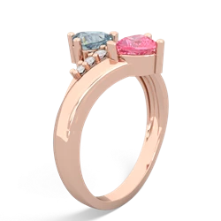 Aquamarine Heart To Heart 14K Rose Gold ring R2064