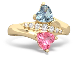 Aquamarine Heart To Heart 14K Yellow Gold ring R2064