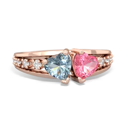 Aquamarine Heart To Heart 14K Rose Gold ring R3342