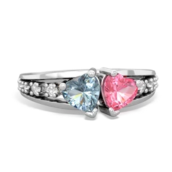 Aquamarine Heart To Heart 14K White Gold ring R3342