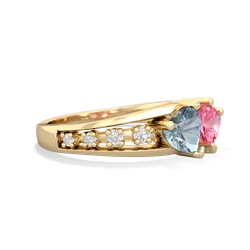 Aquamarine Heart To Heart 14K Yellow Gold ring R3342