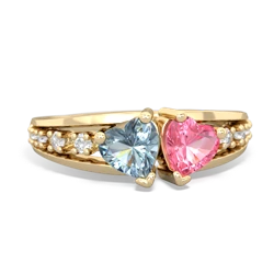 Aquamarine Heart To Heart 14K Yellow Gold ring R3342