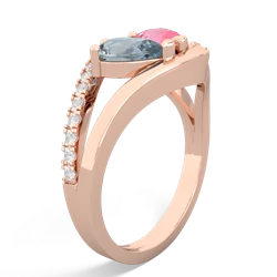 Aquamarine Nestled Heart Keepsake 14K Rose Gold ring R5650