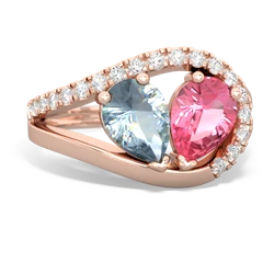 Aquamarine Nestled Heart Keepsake 14K Rose Gold ring R5650