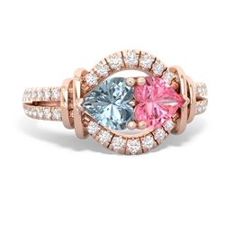 Aquamarine Art-Deco Keepsake 14K Rose Gold ring R5630