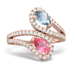 Aquamarine Diamond Dazzler 14K Rose Gold ring R3000