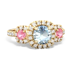 Aquamarine Regal Halo 14K Yellow Gold ring R5350