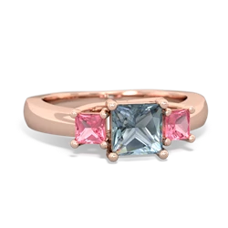 Aquamarine Three Stone Trellis 14K Rose Gold ring R4015