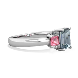 Aquamarine Three Stone Emerald-Cut Trellis 14K White Gold ring R4021