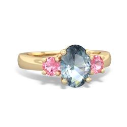 Aquamarine Three Stone Oval Trellis 14K Yellow Gold ring R4024