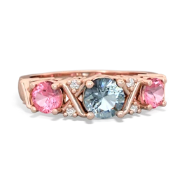 Aquamarine Hugs And Kisses 14K Rose Gold ring R5016