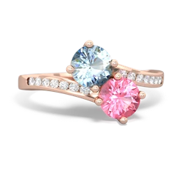 Aquamarine Channel Set Two Stone 14K Rose Gold ring R5303