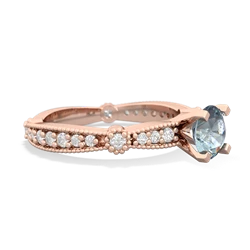 Thumbnail for Aquamarine Milgrain Antique Style 14K Rose Gold ring R26296RD - side view