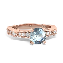 Thumbnail for Aquamarine Milgrain Antique Style 14K Rose Gold ring R26296RD - front view