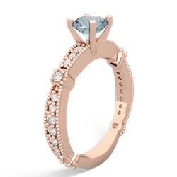 Aquamarine Sparkling Tiara 6Mm Round 14K Rose Gold ring R26296RD