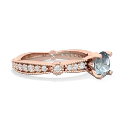 Aquamarine Sparkling Tiara 6Mm Round 14K Rose Gold ring R26296RD