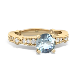 Aquamarine Sparkling Tiara 6Mm Round 14K Yellow Gold ring R26296RD