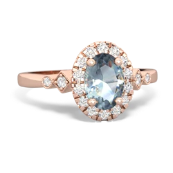 Thumbnail for Aquamarine Antique-Style Halo 14K Rose Gold ring R5720 - front view