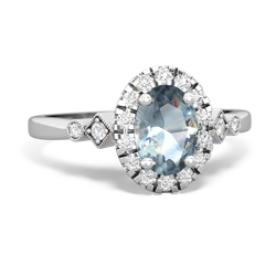 Aquamarine Antique-Style Halo 14K White Gold ring R5720