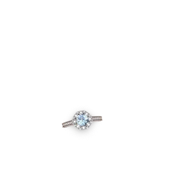 Thumbnail for Aquamarine Art-Deco Starburst 14K White Gold ring R5520 - profile view