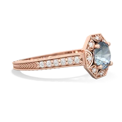 Aquamarine Art-Deco Starburst 14K Rose Gold ring R5520