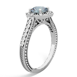 Aquamarine Art-Deco Starburst 14K White Gold ring R5520