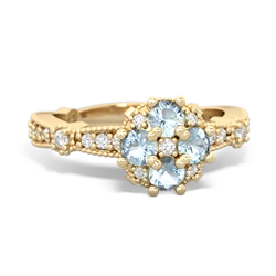 Aquamarine Sparkling Tiara Cluster 14K Yellow Gold ring R26293RD