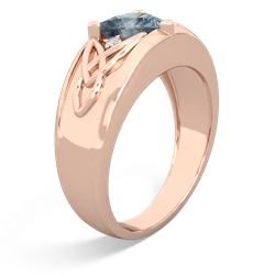 Thumbnail for Aquamarine Celtic Trinity Knot Men's 14K Rose Gold ring R0440 - hand 1 view