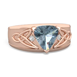 Thumbnail for Aquamarine Celtic Trinity Knot Men's 14K Rose Gold ring R0440 - front view