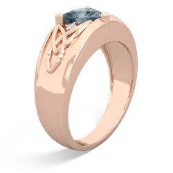 Aquamarine Celtic Trinity Knot Men's 14K Rose Gold ring R0440