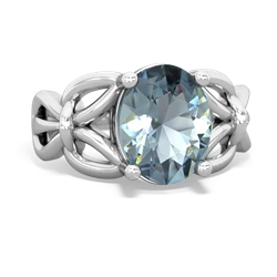 Aquamarine Celtic Knot Cocktail 14K White Gold ring R2377