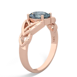 Thumbnail for Aquamarine Celtic Trinity Knot 14K Rose Gold ring R2389 - hand 1 view