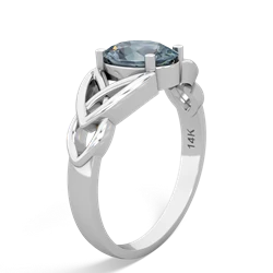 Aquamarine Celtic Trinity Knot 14K White Gold ring R2389