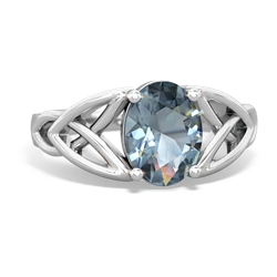 Aquamarine Celtic Trinity Knot 14K White Gold ring R2389