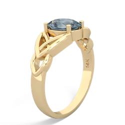 Aquamarine Celtic Trinity Knot 14K Yellow Gold ring R2389