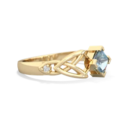 Thumbnail for Aquamarine Celtic Trinity Knot 14K Yellow Gold ring R3349 - side view