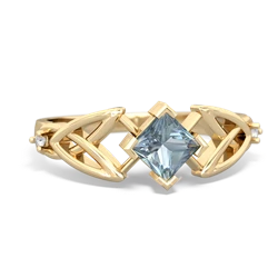 Thumbnail for Aquamarine Celtic Trinity Knot 14K Yellow Gold ring R3349 - front view