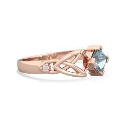 Aquamarine Celtic Knot Princess 14K Rose Gold ring R3349