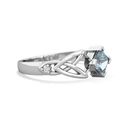 Aquamarine Celtic Knot Princess 14K White Gold ring R3349