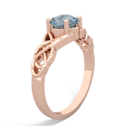 Aquamarine Checkerboard Cushion Celtic Knot 14K Rose Gold ring R5000