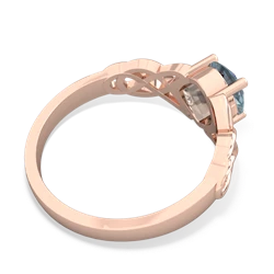 Aquamarine Checkerboard Cushion Celtic Knot 14K Rose Gold ring R5000