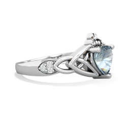 Thumbnail for Aquamarine Claddagh Trinity Knot 14K White Gold ring R5001 - side view